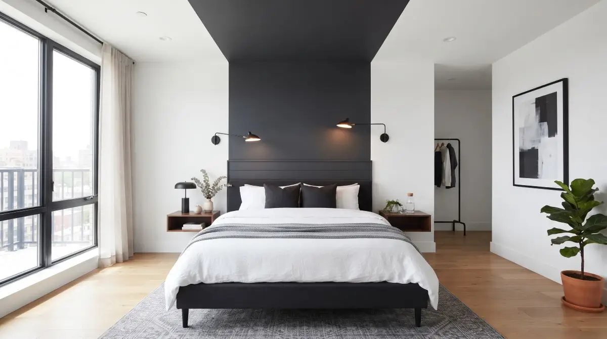 Accent Ceiling Stripe Down the Wall (Headboard Effect)