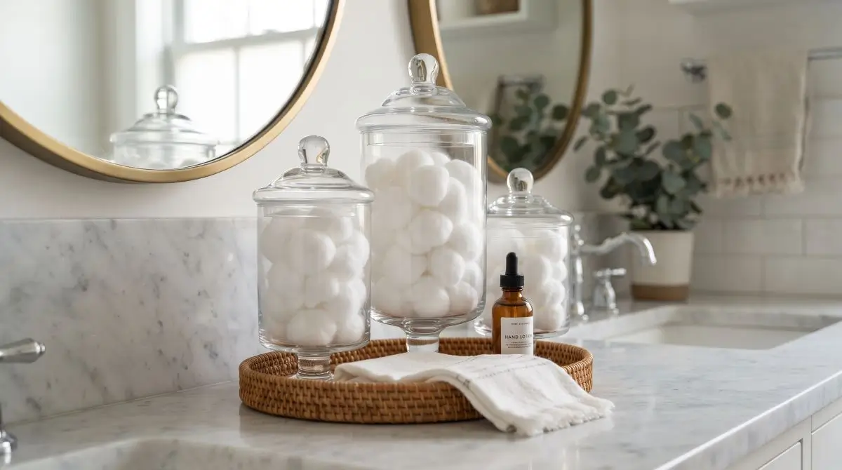 Apothecary-Jar Vanity Styling