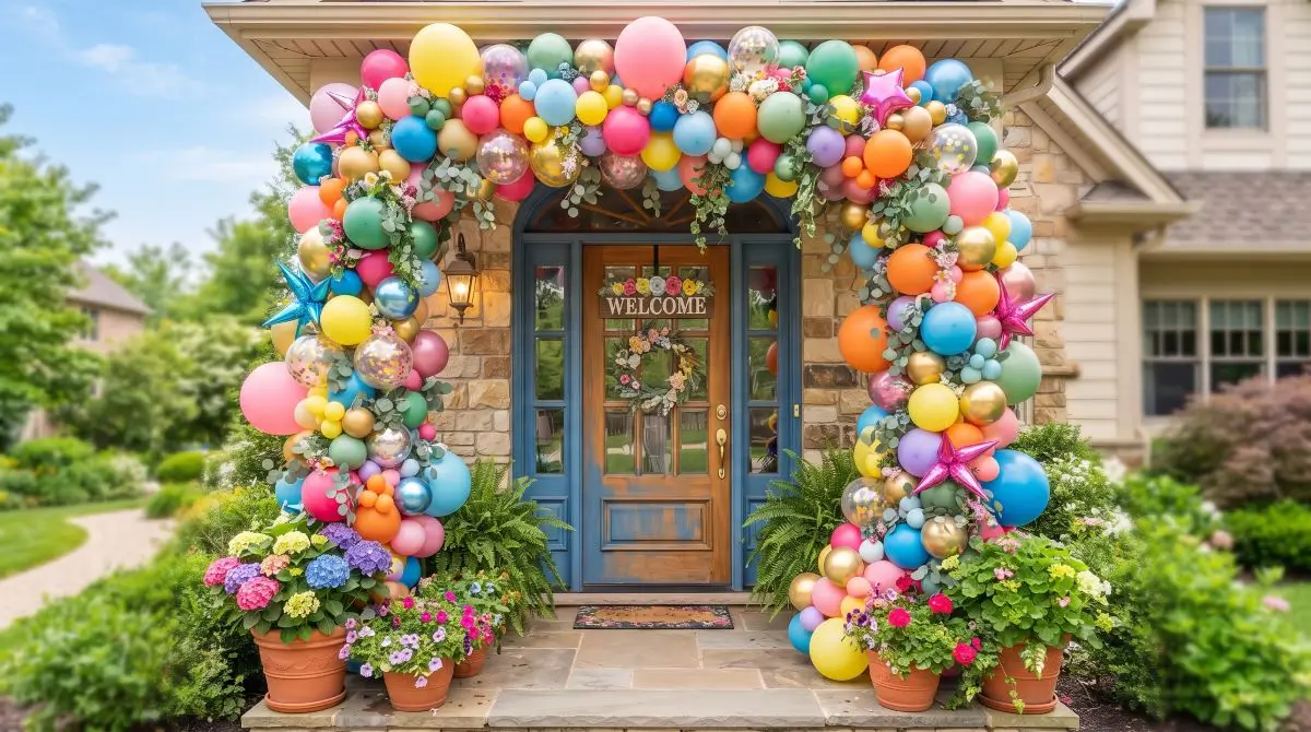 Balloon Decor Around the Main Door Frame
