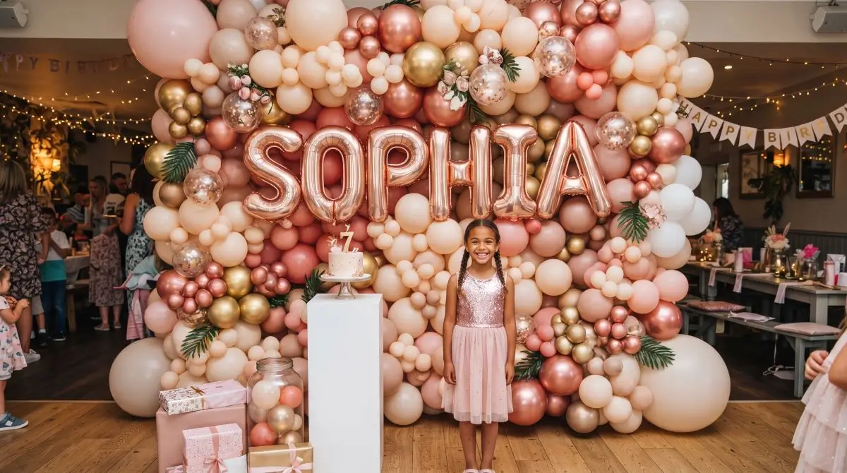 Balloon Wall with Foil Name Letters
