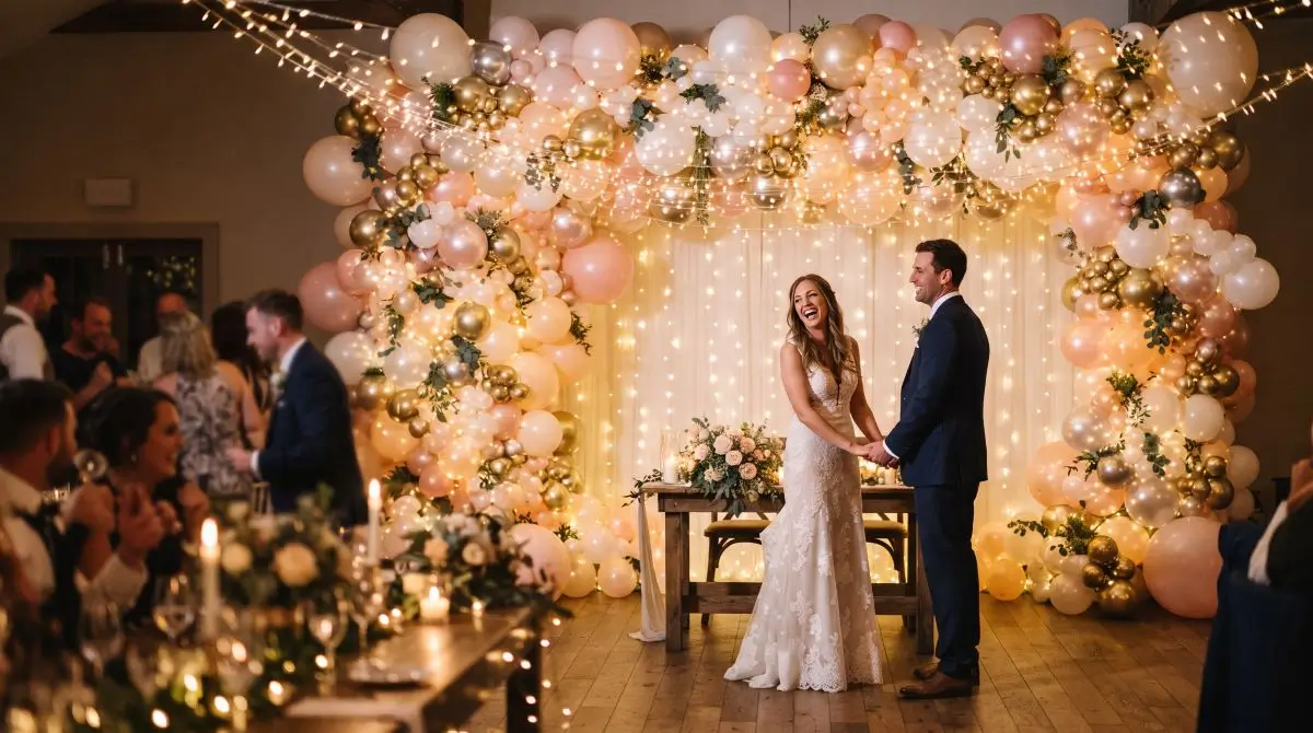 Balloon-and-Fairy-Light Backdrop