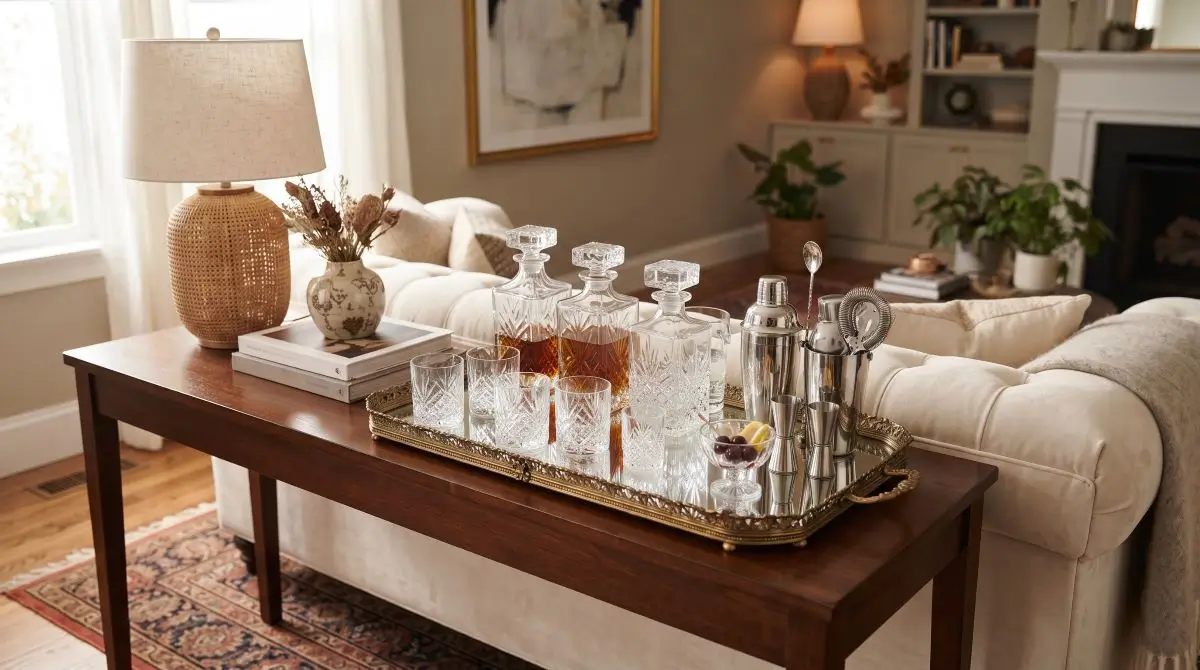 Behind-Sofa Bar or Drink Station