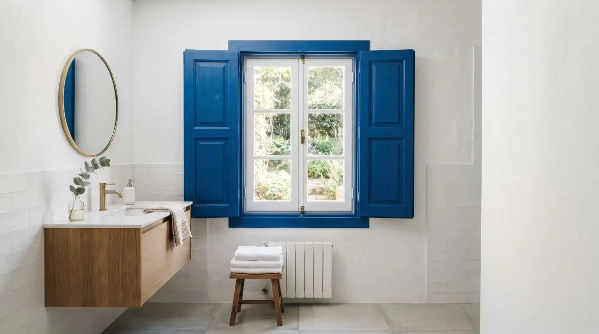 Blue Window Treatment and Trim