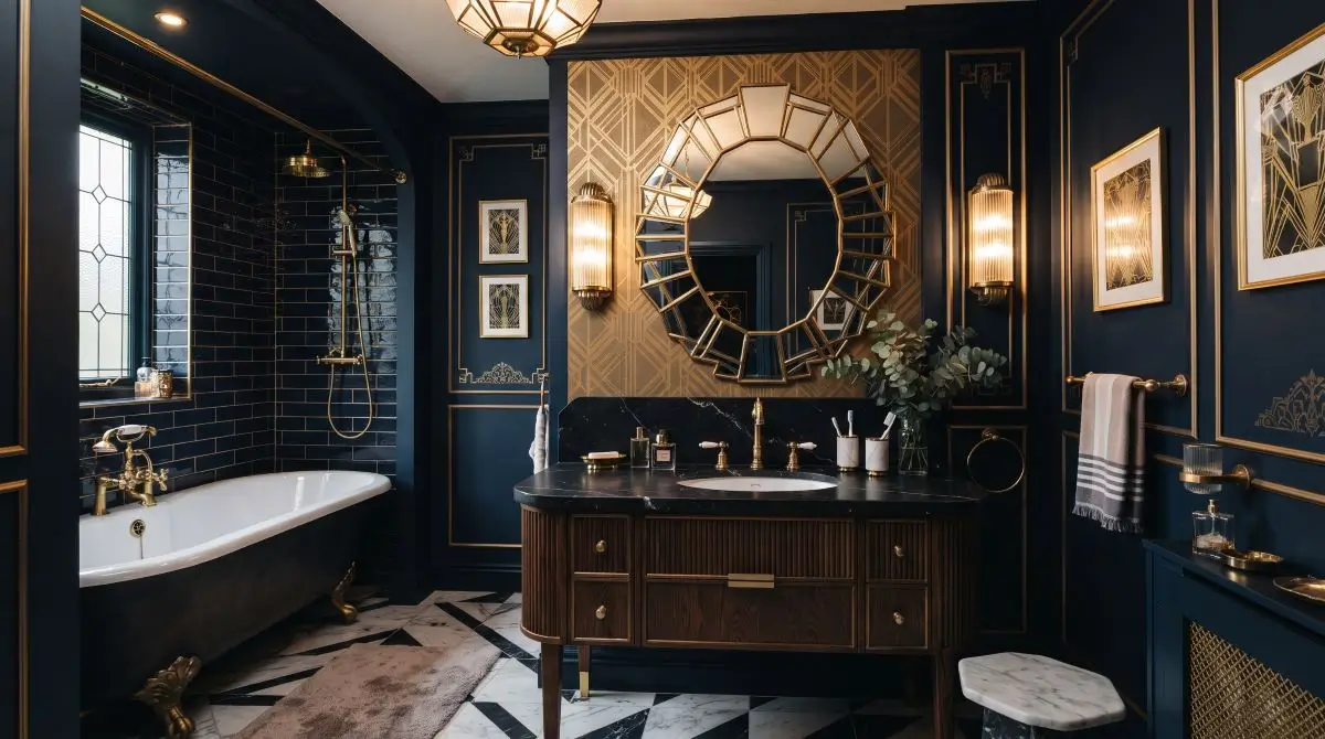 Blue and Brass Art Deco Accents