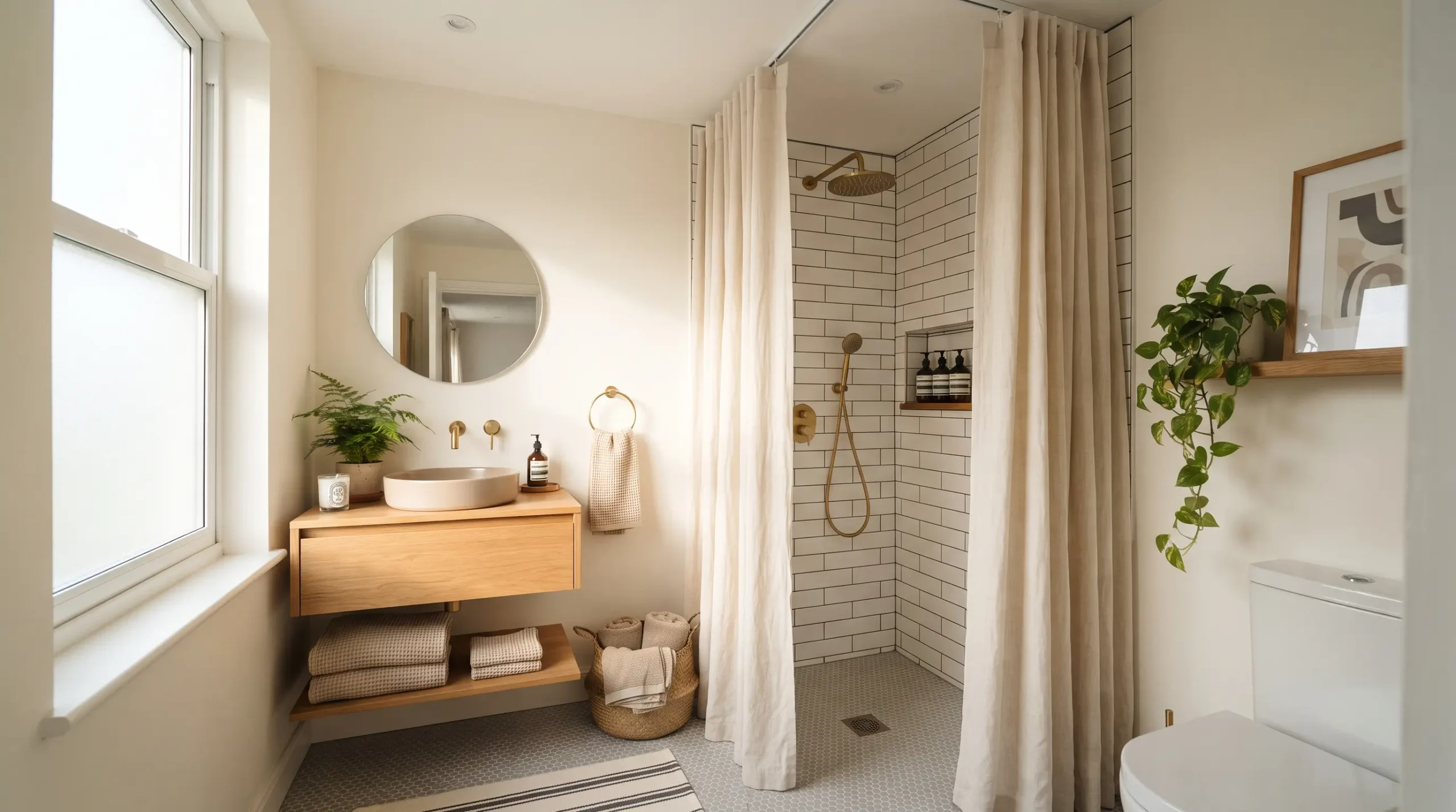 Ceiling-Hung Shower Curtain for Height