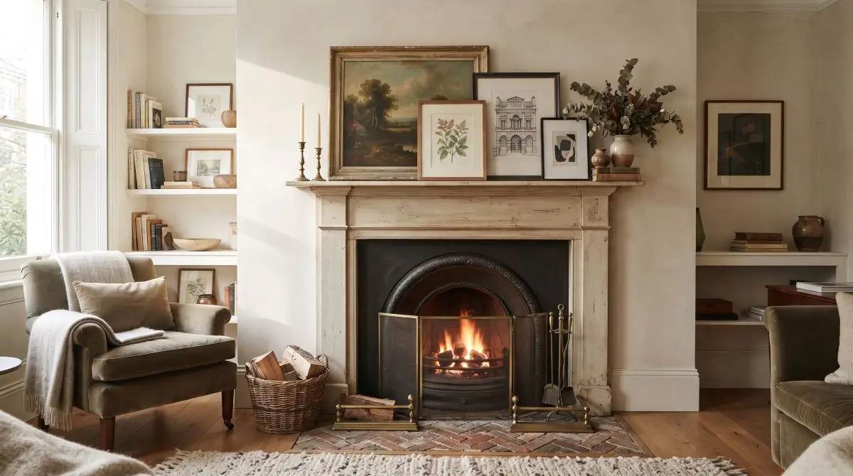 Classic Mantel Styling with Layered Art