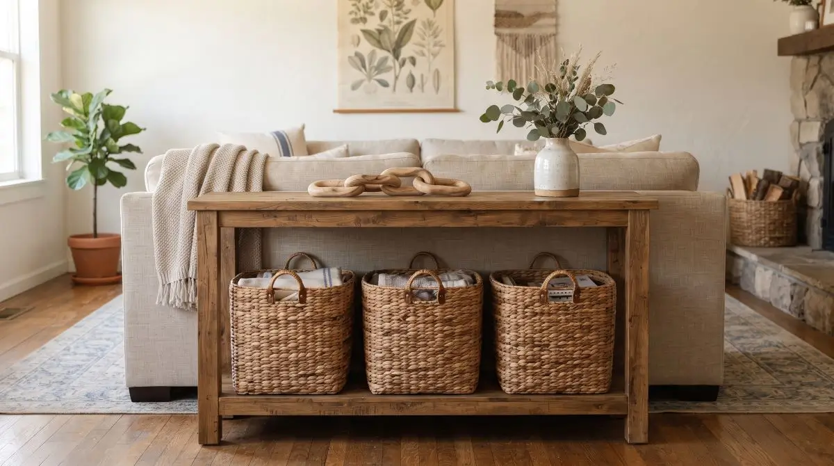 Concealed Storage with Baskets Below