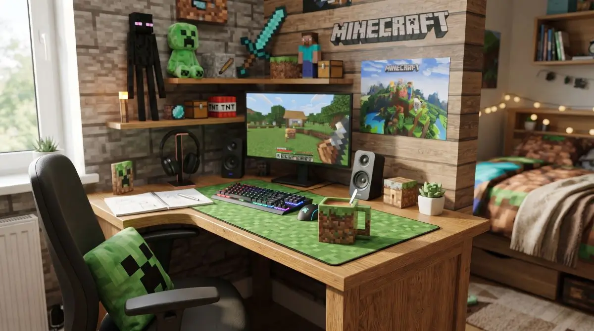Corner Desk with Minecraft Touch