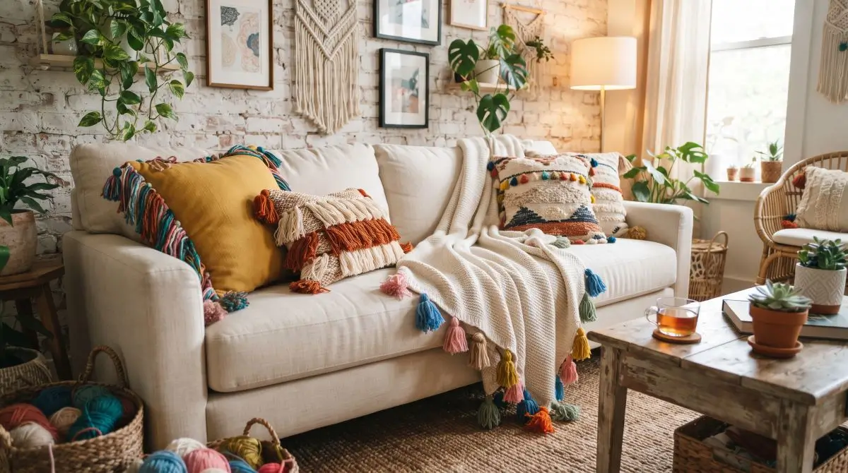 DIY Fringe on Pillows and Throws