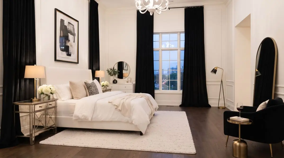Floor-to-Ceiling Black Drapes