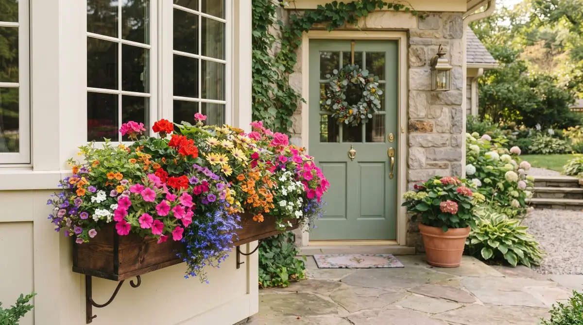 Flower Box or Window Box Near the Door