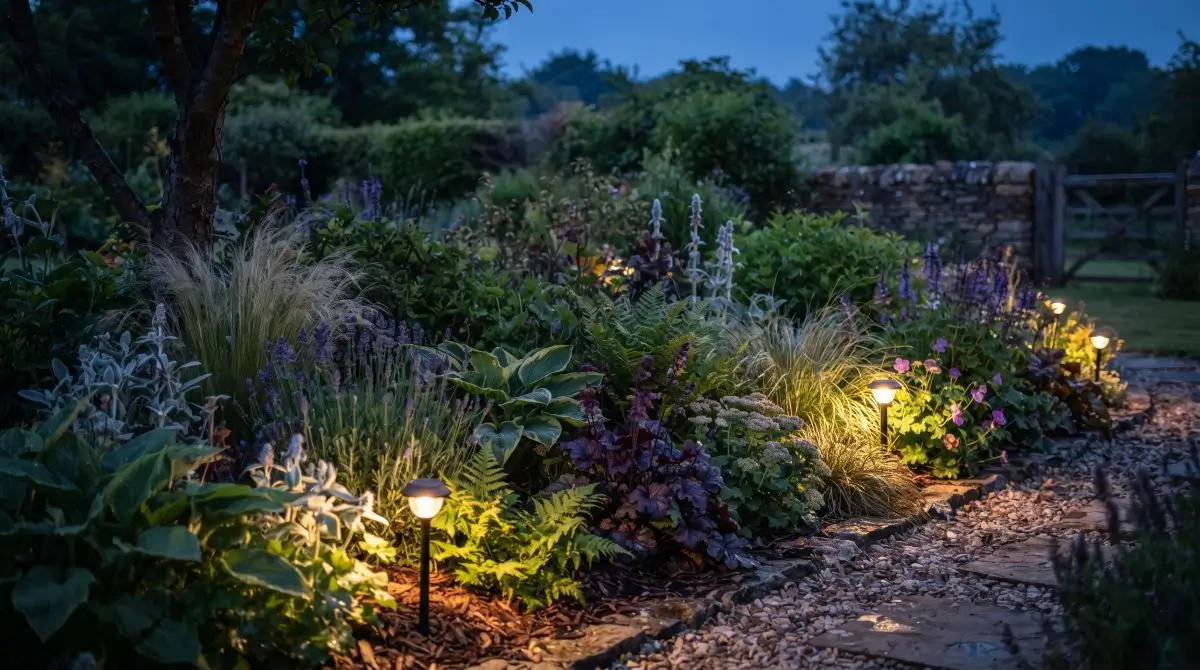 Garden Border with Low Lighting and Texture