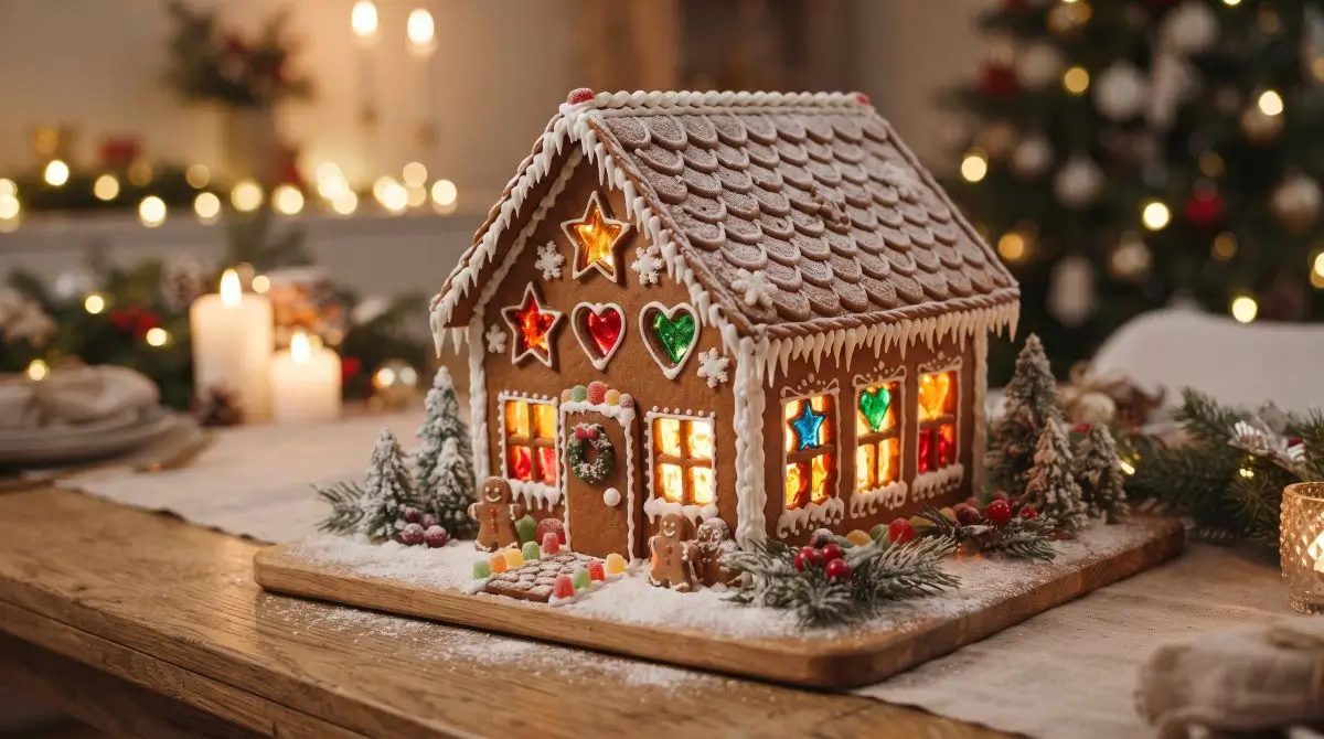 Gingerbread House with Cookie Cut-Out Windows
