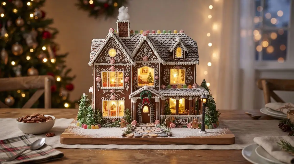 Glass-Window Gingerbread House