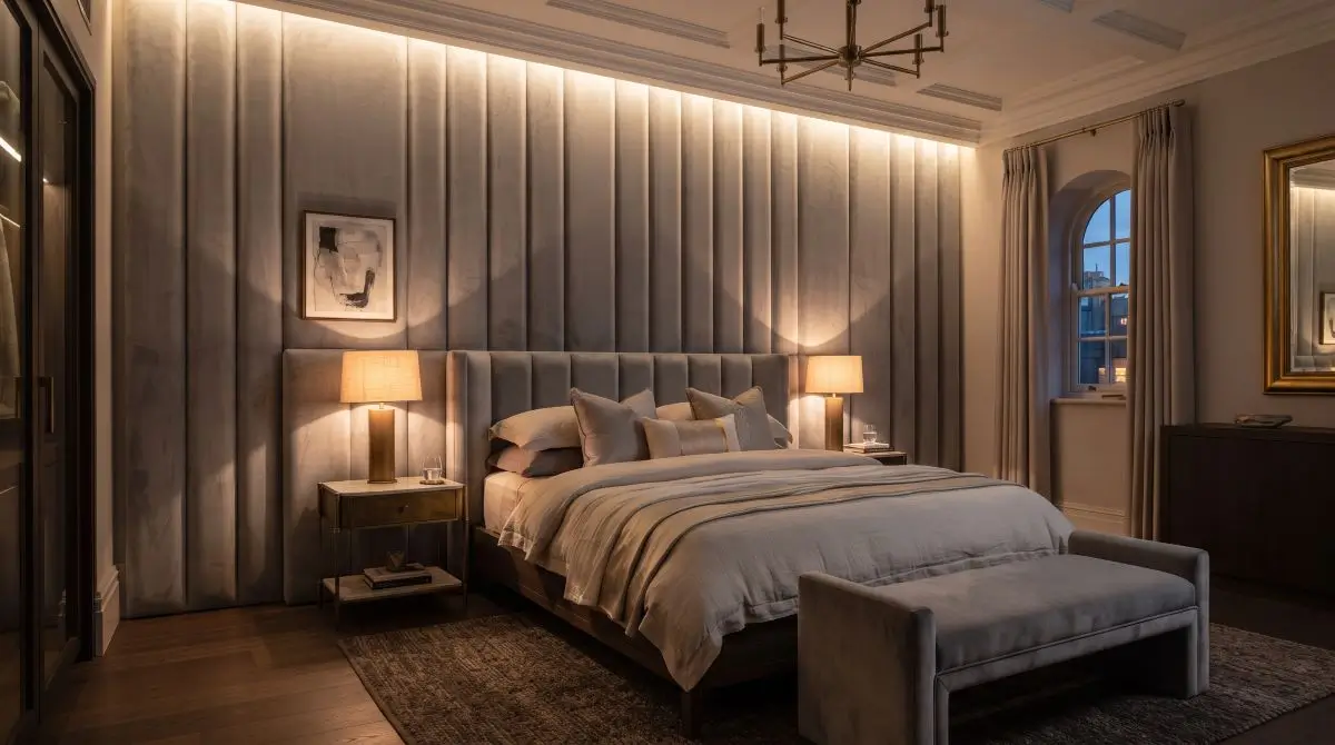 Headboard Wall with Upholstered Panels