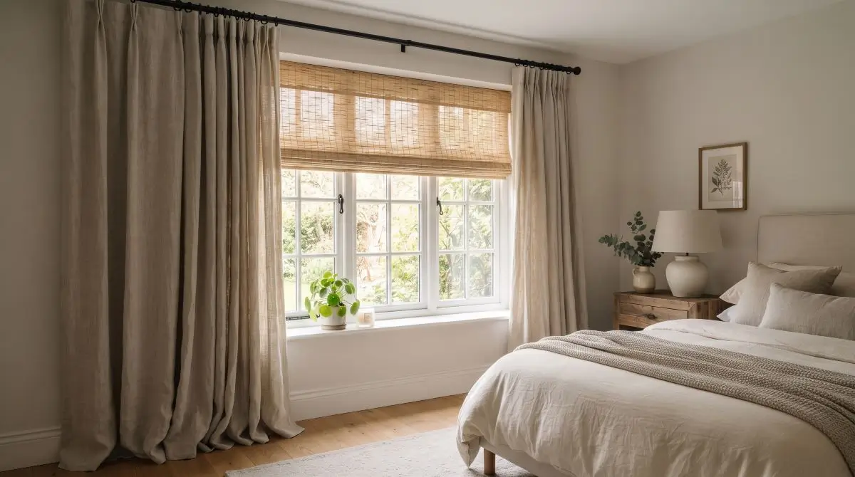 Layered Window Treatments in Neutrals