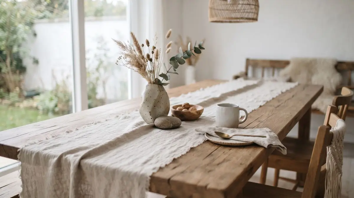 Linen Table Runner with Minimal Styling