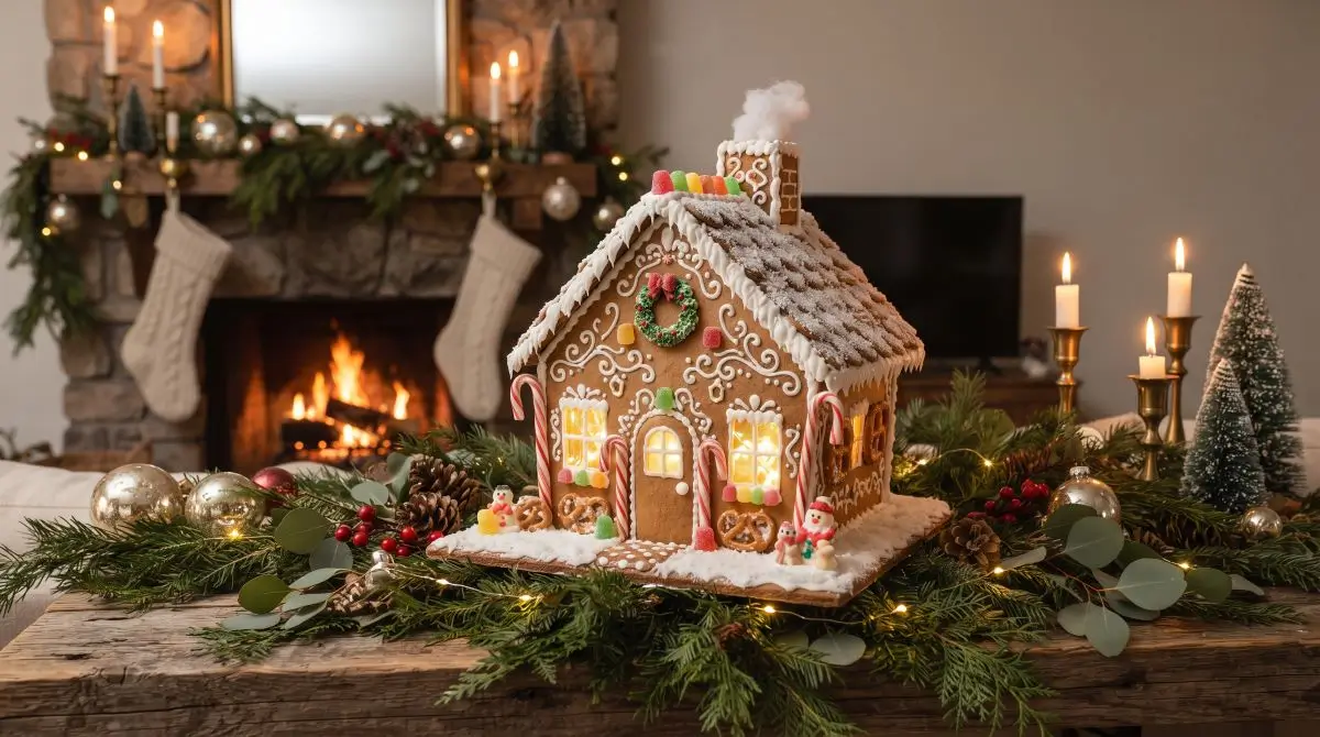 Mantel-Ready Light-Up Gingerbread House