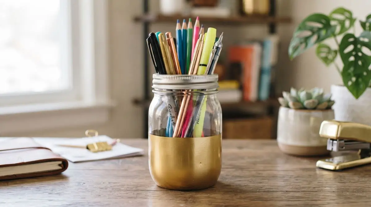 Mason Jar with Metallic Detail