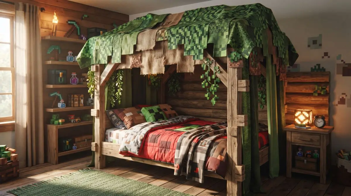 Minecraft-Inspired Bed Canopy