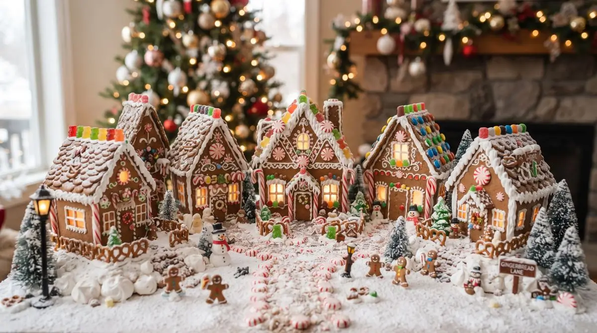 Mini Village of Gingerbread Cottages