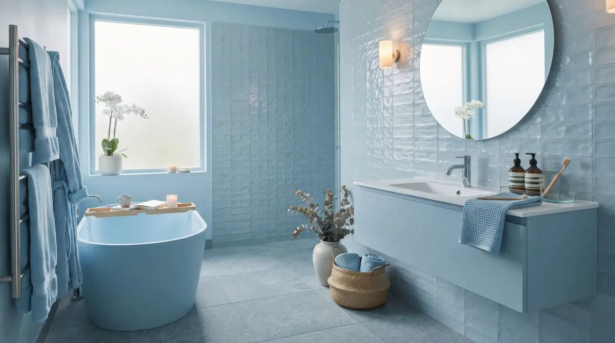 Monochromatic Light Blue Spa Bathroom