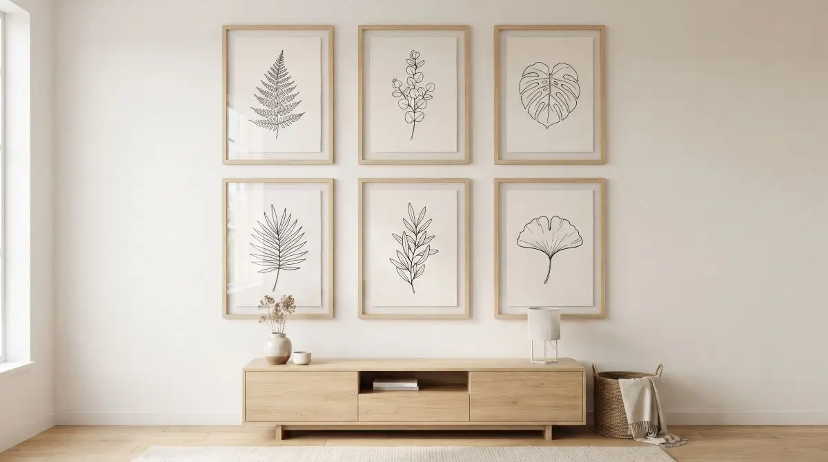 Neutral Botanical or Line Art as Wall Decor