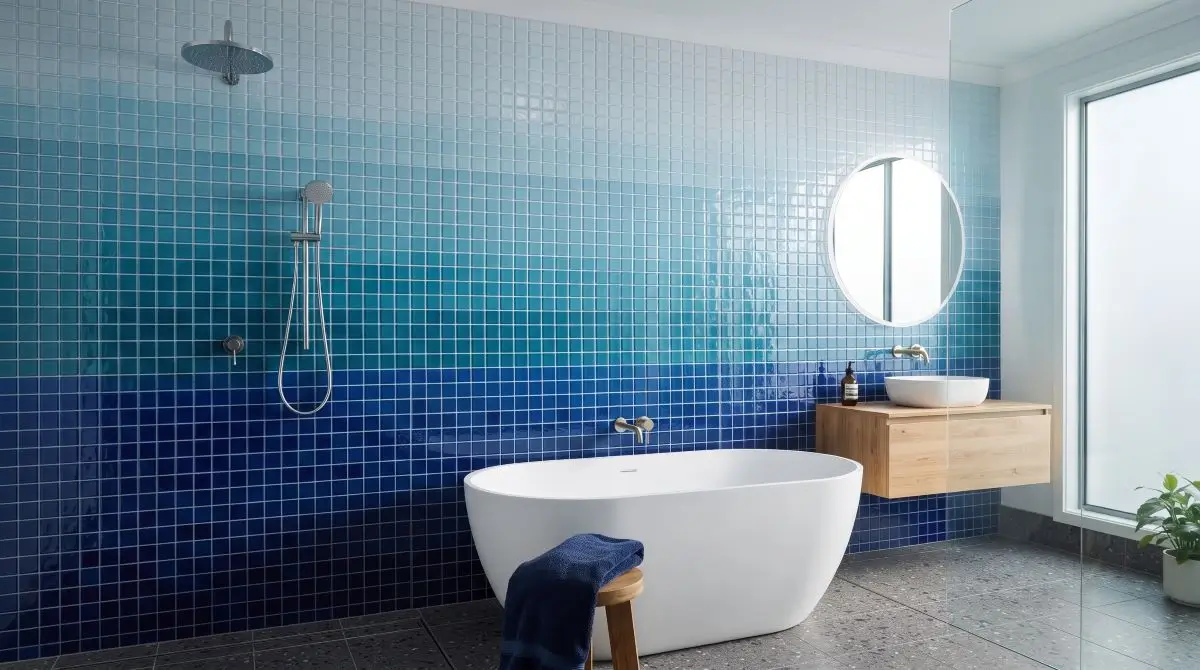 Ombre Blue Tile Wall