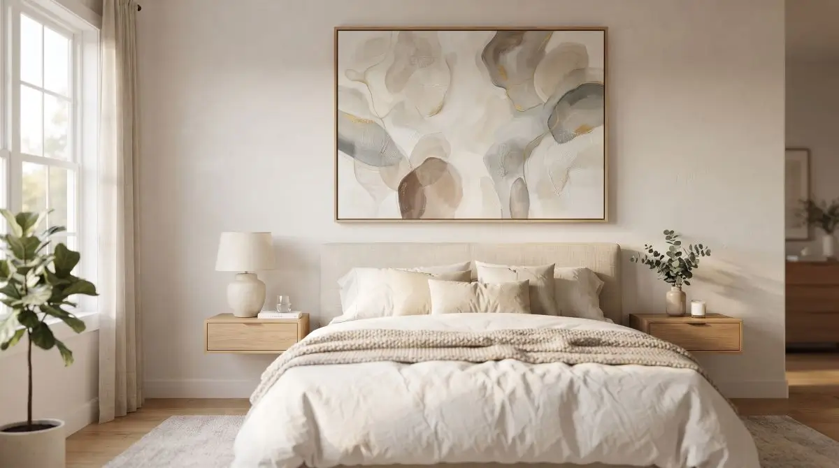 Oversized Statement Art Above the Bed