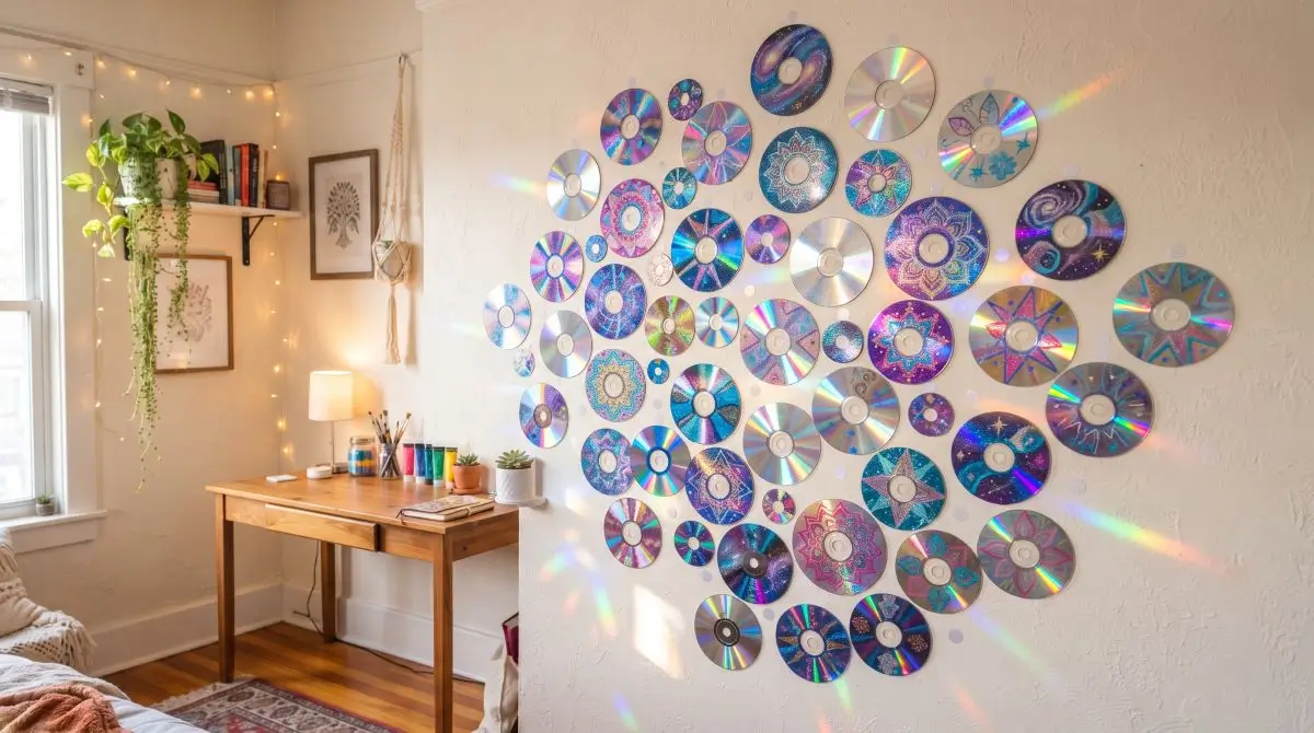Painted CDs as Wall Art