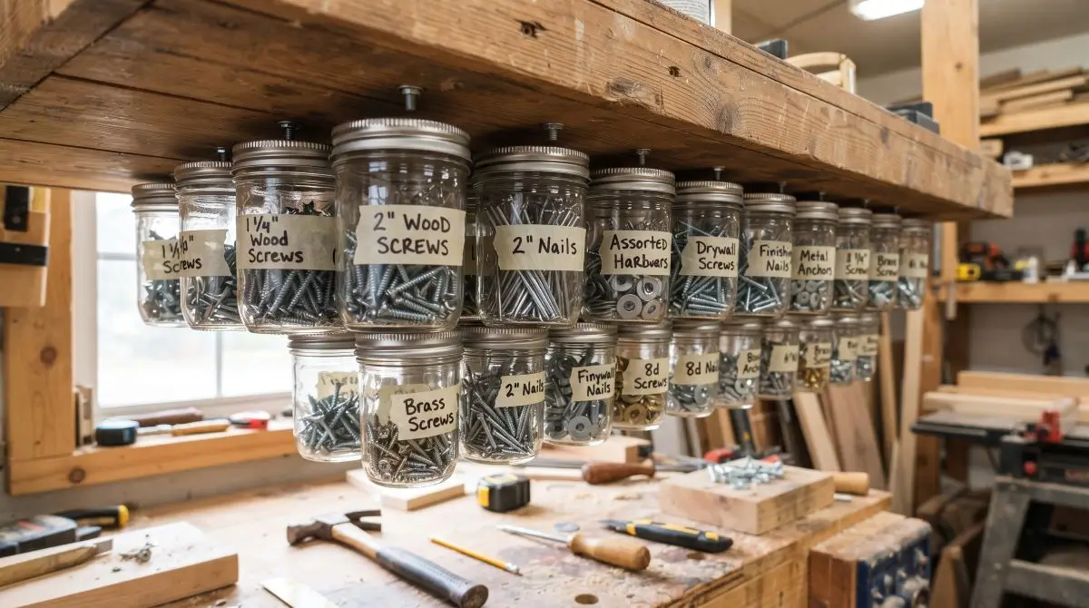 Practical Under-Shelf Jar Storage