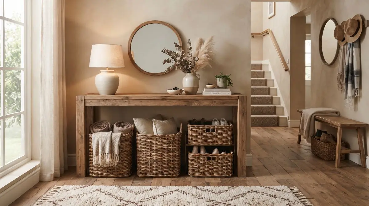 Rattan or Woven Storage Baskets