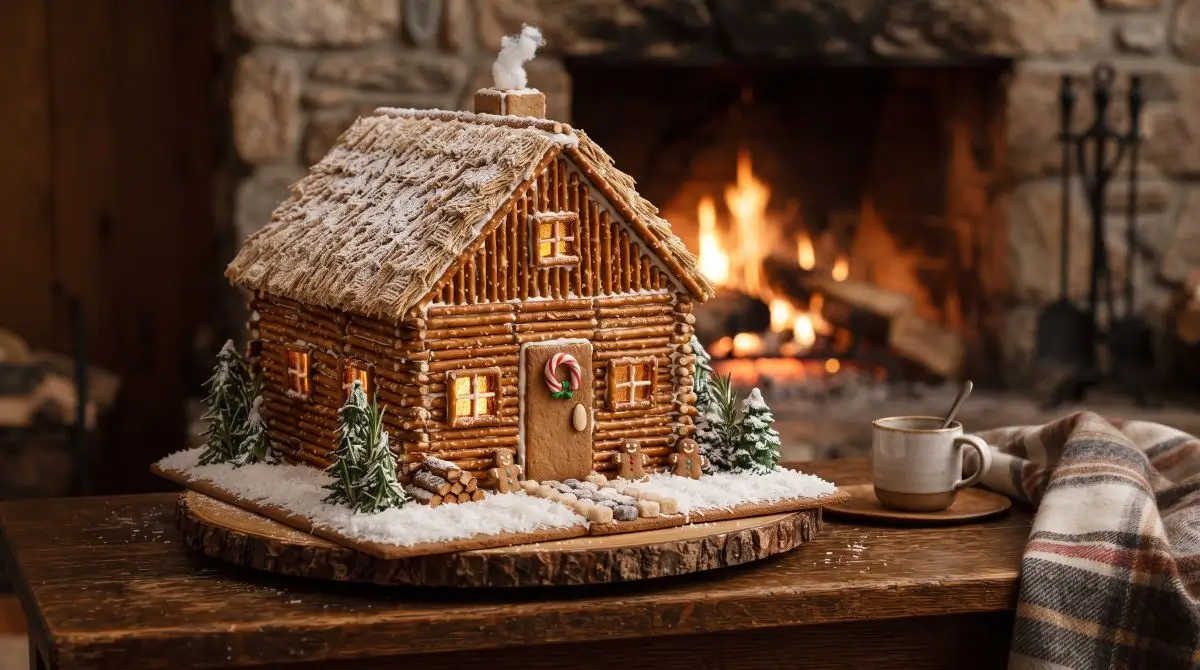Rustic Log Cabin with Pretzel Timber
