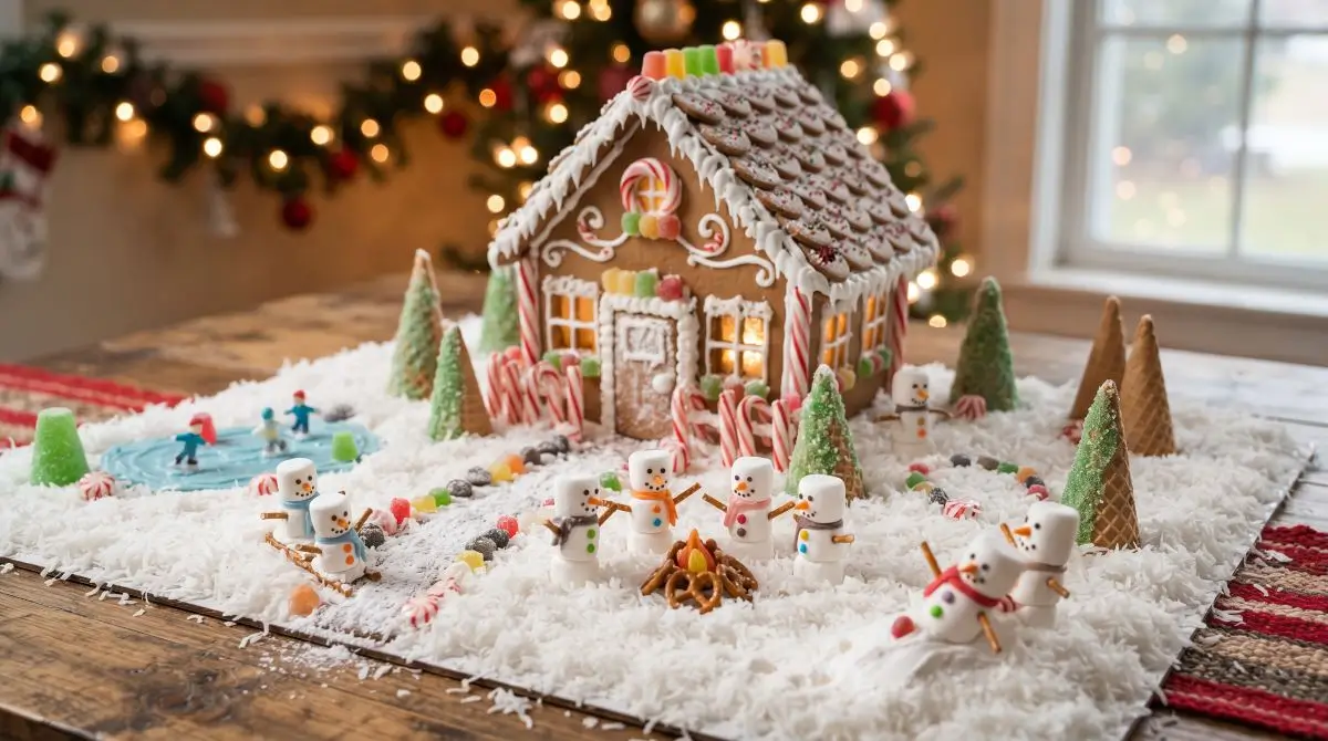 Snowman-Focused Yard Scene
