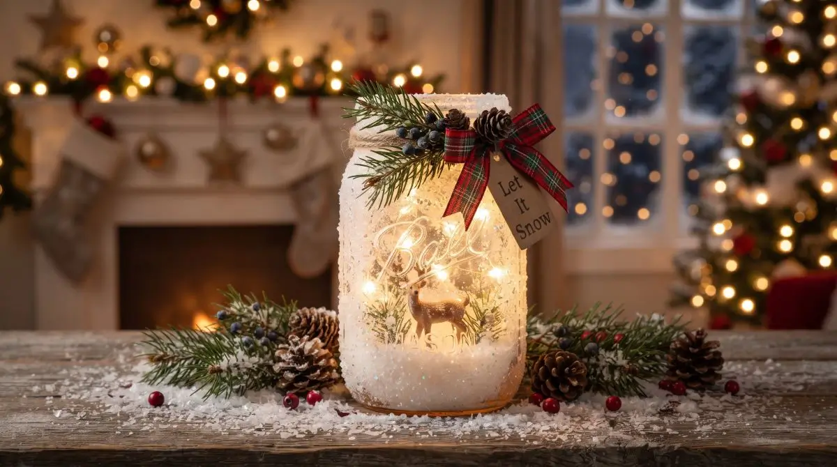 Snowy Winter Mason Jar Luminary