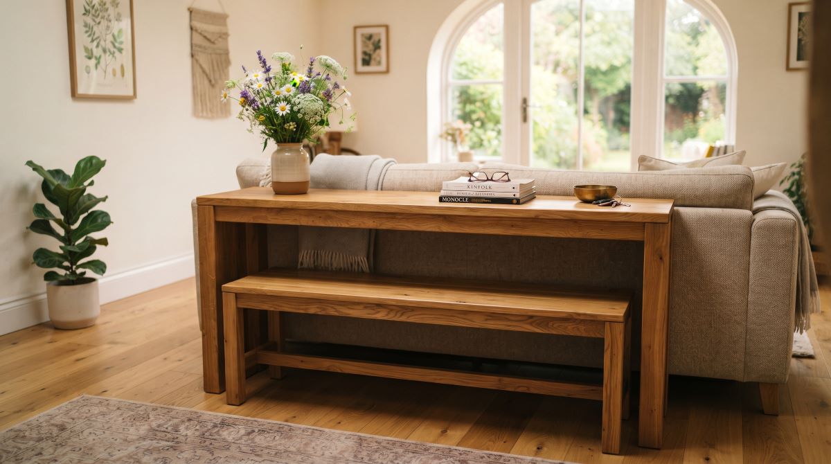 Sofa Table with Integrated Bench