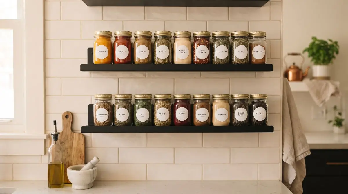 Spice Jar Wall or Shelf Set