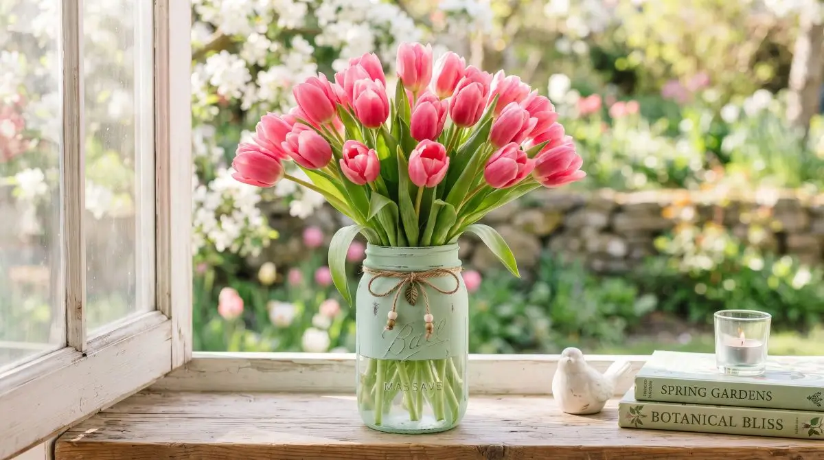 Spring Floral Mason Jar Vase