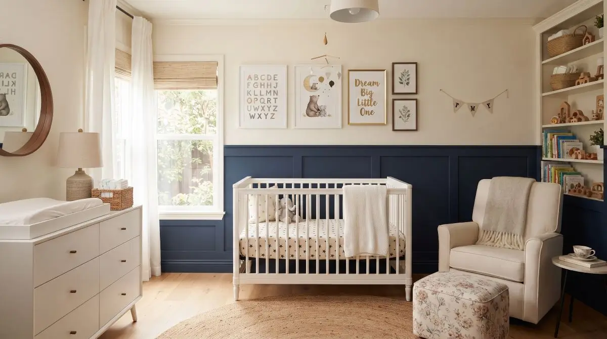 Two-Tone Wall Wainscoting Nursery