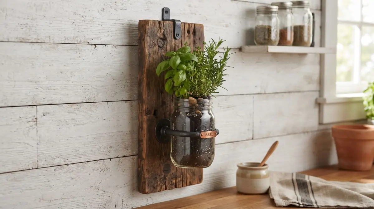 Wall-Mounted Mason Jar Display