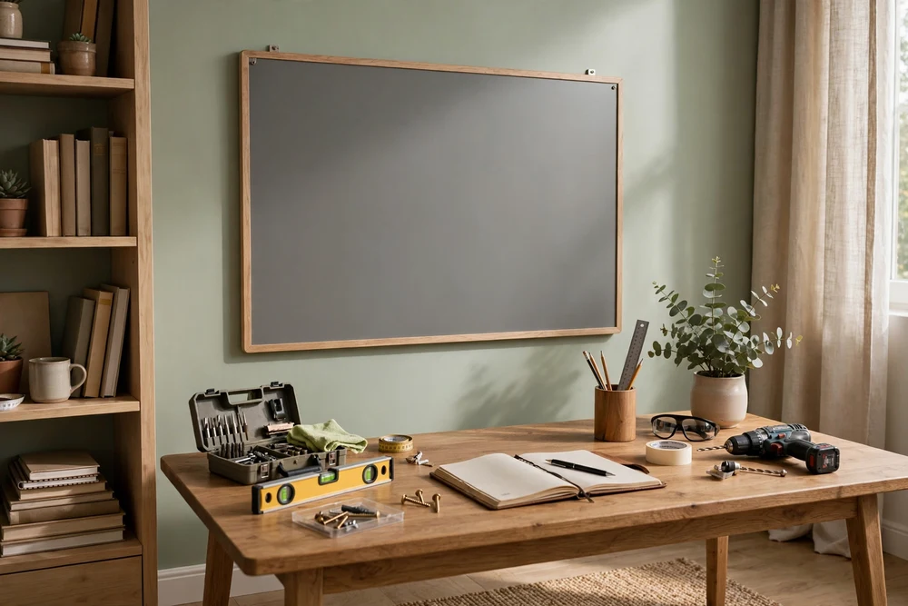 A magnetic planning board on a study room wall with notes arranged for weekly planning
