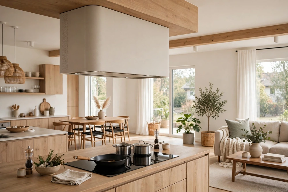 Quiet kitchen range hood suited to an open plan home