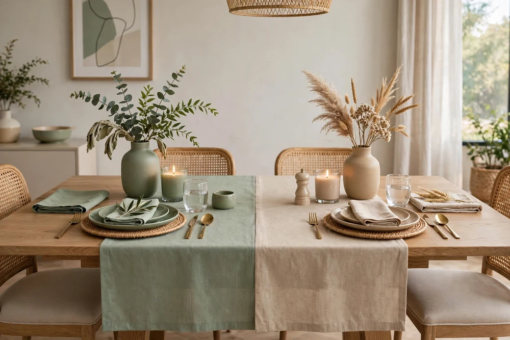 Two-tone color balanced dining table decor styling