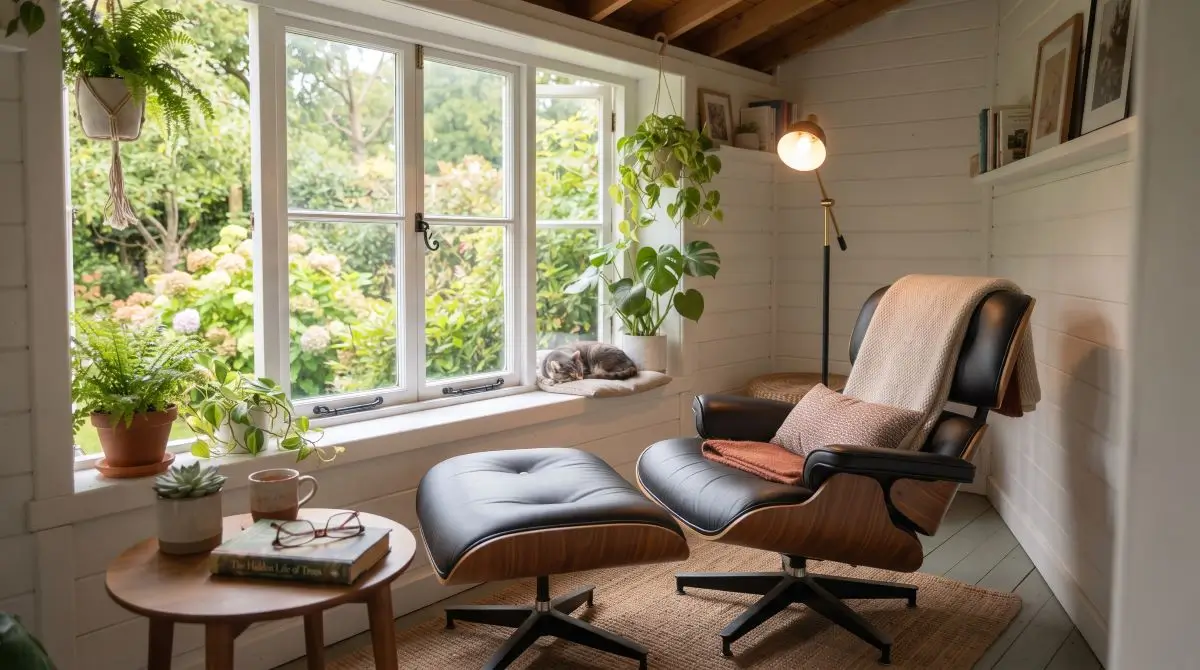Compact Reading Nook with a Lounge Chair