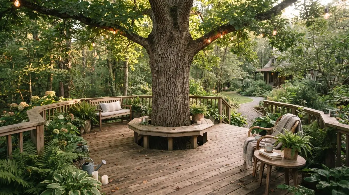 Deck Built Around a Feature Element