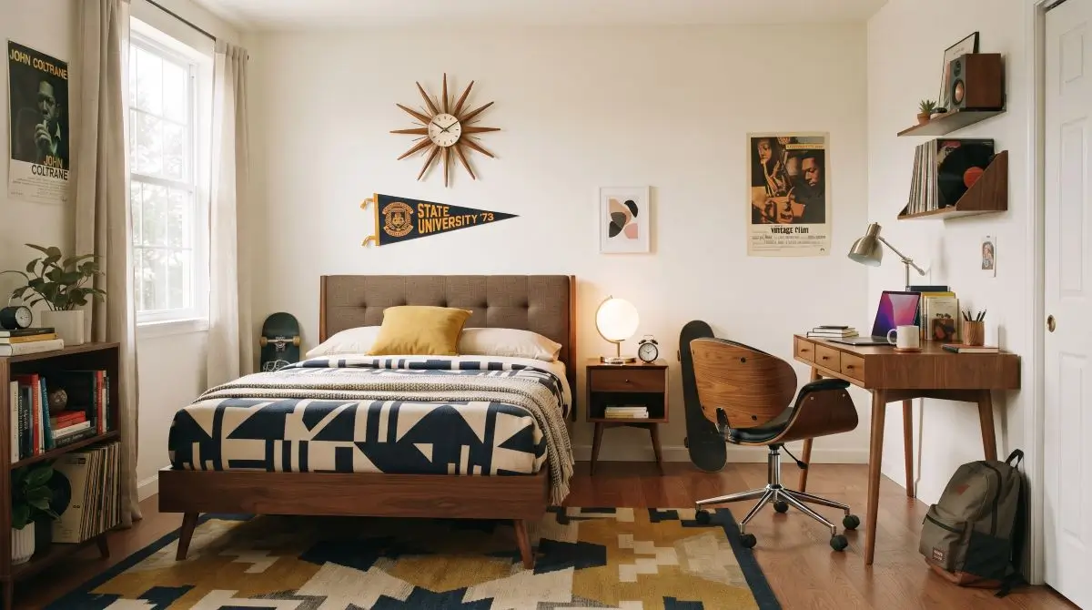 Design a Mid-Century Modern Dorm Room