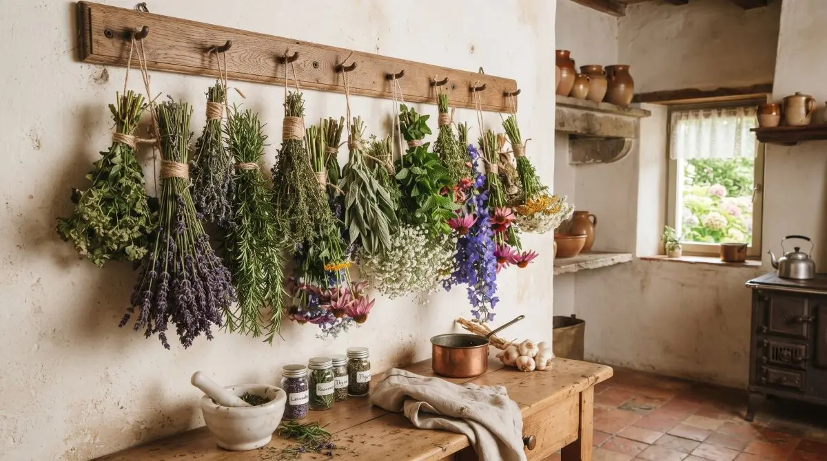 Drying Herb and Flower Wall