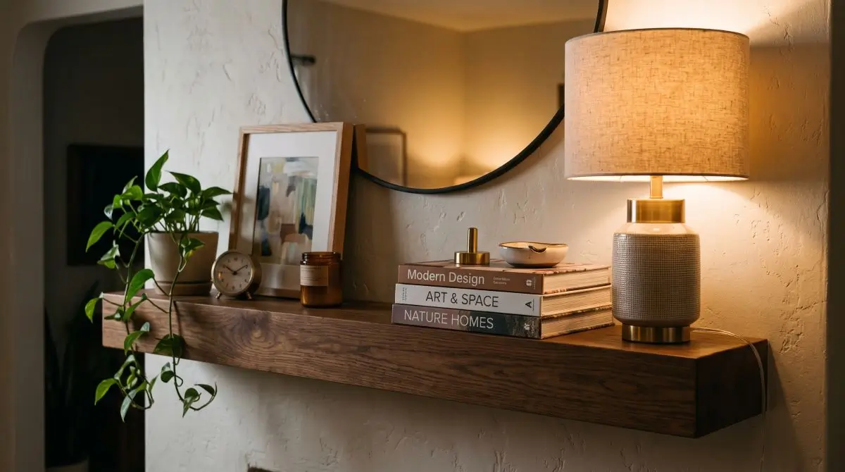 Functional Lamp and Book Stack