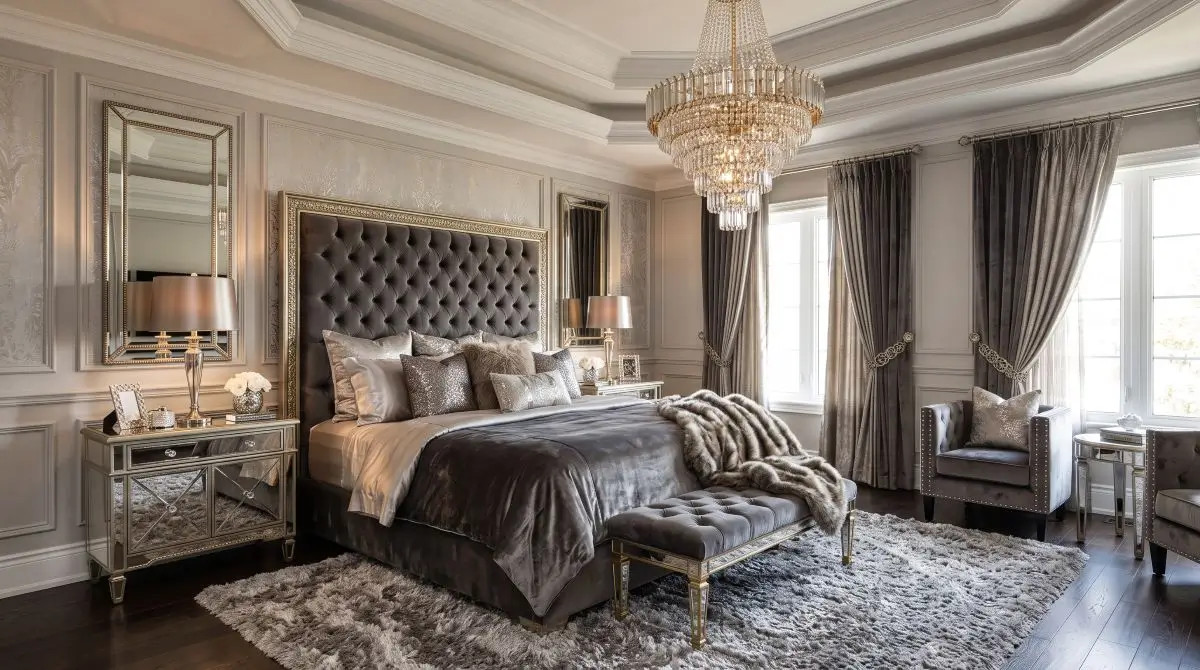 Glam Bedroom with Metallic Accents