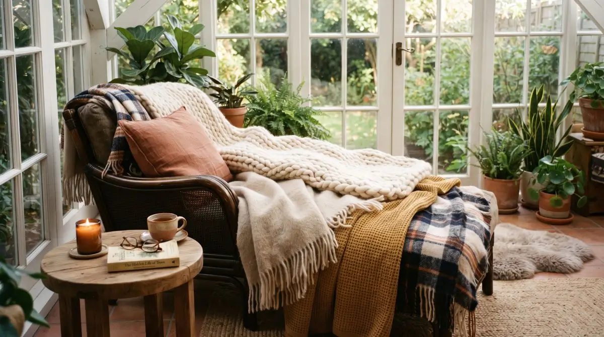 Knitted Blankets and Layered Throws for Coziness